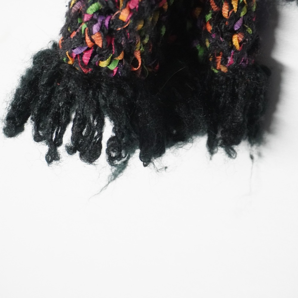 VTG Design Options Philip Jane Gordon MultiColor OpenKnit Fringe Cardigan L Neon - Picture 11 of 12